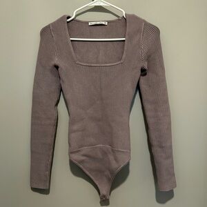 Grey Abercrombie knit long sleeve bodysuit